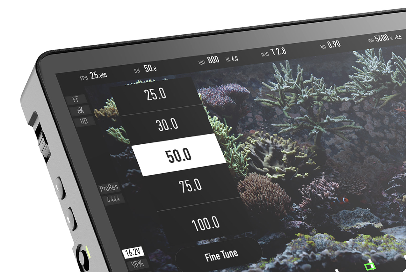 close up of the KineOS firmware interface